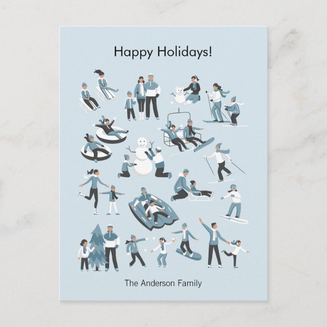 Cartes Pour Fêtes Annuelles Winter Family (Devant)