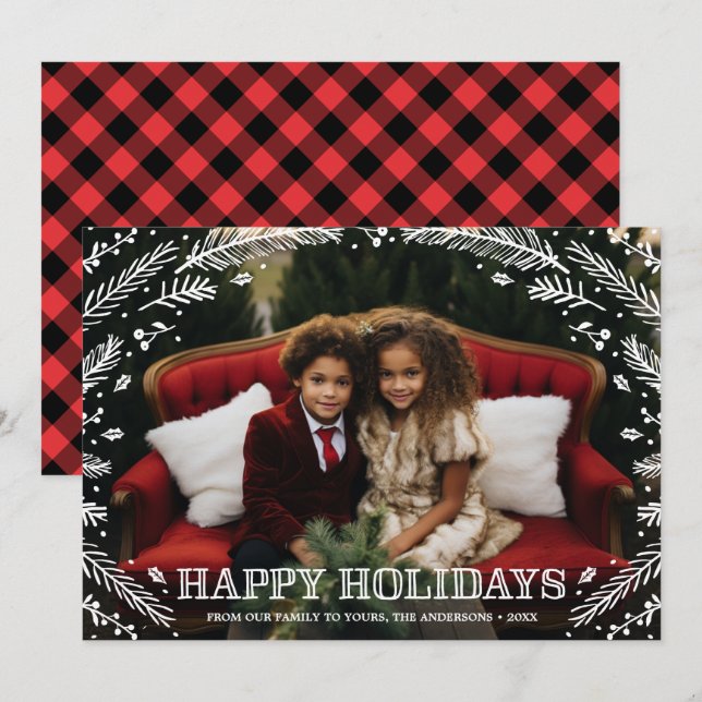 Cartes Pour Fêtes Annuelles Winter Forest | Holiday Photo Card (Devant / Derrière)