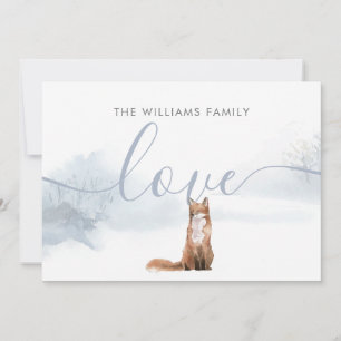 Cartes Pour Fêtes Annuelles Winter Fox Vacances Nom de famille Simple Élégant