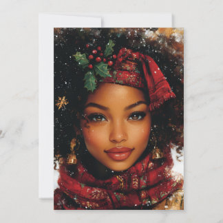 Cartes Pour Fêtes Annuelles Winter Glow Afrocentric Queen – Holiday Art