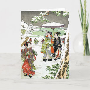 Cartes Pour Fêtes Annuelles Winter Scene du Japon
