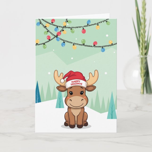 Cartes Pour Fêtes Annuelles Winter Whimsical Moose (Devant)