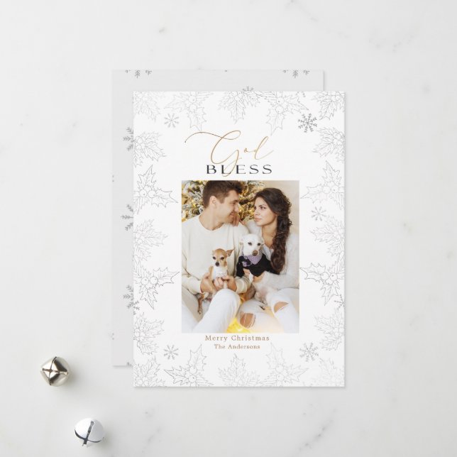 Cartes Pour Fêtes Annuelles Winter Wonder Photo Elegant Gold Holiday Card (Devant/Arrière en situation)
