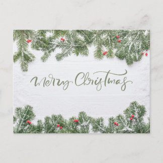 Cartes Pour Fêtes Annuelles Winter Wonderland Merry Christmas Calligraphy Pine
