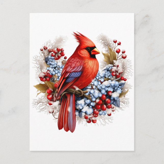 Cartes Pour Fêtes Annuelles Winter Wonderland Red Cardinal (Devant)
