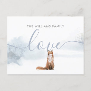 Cartes Pour Fêtes Annuelles Winter Woodland Fox Nom de famille Script Love