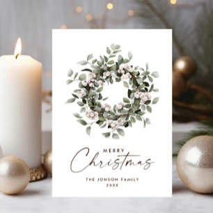 Cartes Pour Fêtes Annuelles Winterberry Bohemian Neutral Christmas Wreath