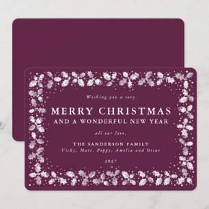Cartes Pour Fêtes Annuelles Winterberry Holly Feuille Frontière Plat Non Photo