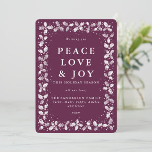 Cartes Pour Fêtes Annuelles Winterberry Lino Imprimer Holly Feuille Border Fla