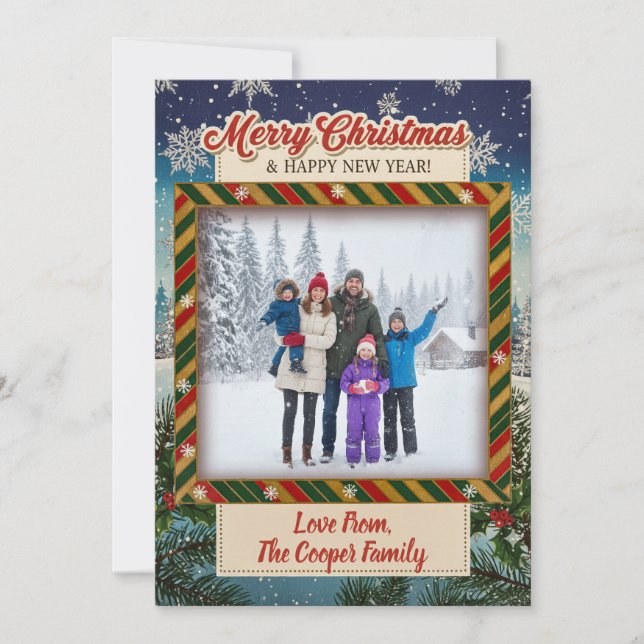 Cartes Pour Fêtes Annuelles Wintry Merry Christmas & Happy New Year (Devant)