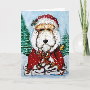 Cartes Pour Fêtes Annuelles Wire Fox Terrier Père Noël