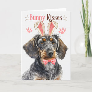Cartes Pour Fêtes Annuelles Wire Haired Dachshund Chien dans Bunny Ears pour P