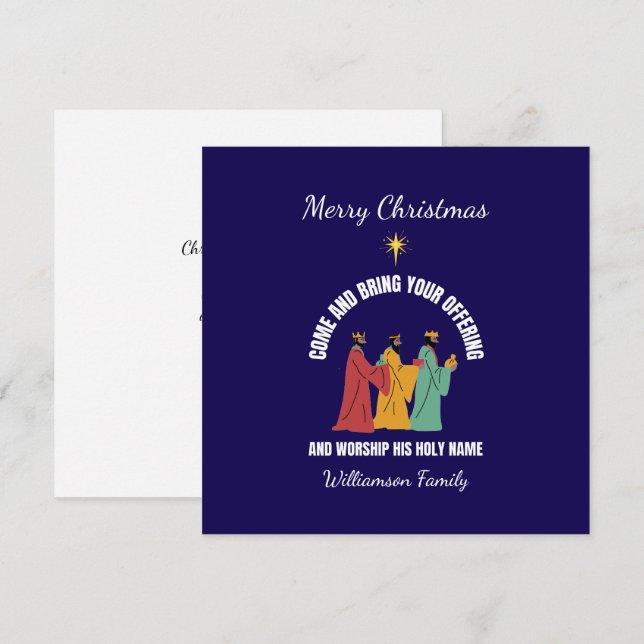 Cartes Pour Fêtes Annuelles Wise Men APPORTEZ VOTRE OFFRE Noël chrétien (Devant / Derrière)