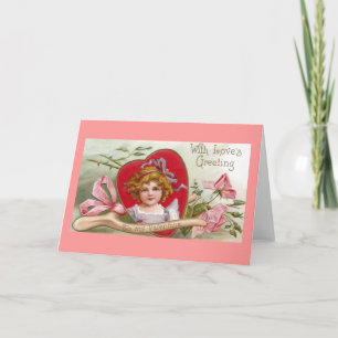 Cartes Pour Fêtes Annuelles Wishbone, roses et cru Valentine de fille