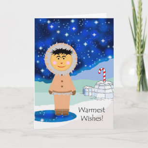 Cartes Pour Fêtes Annuelles Wishes for Christmas, Eskimo et Igloo
