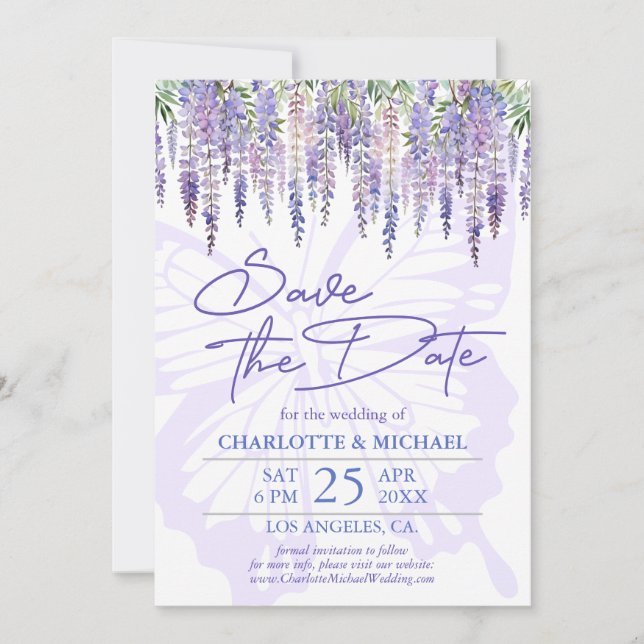 Cartes Pour Fêtes Annuelles Wisteria Summer Garden Wedding Enregistrer la cart (Devant)