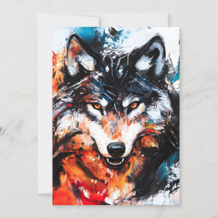 Cartes Pour Fêtes Annuelles Wolf Abstrait Wild Spirit