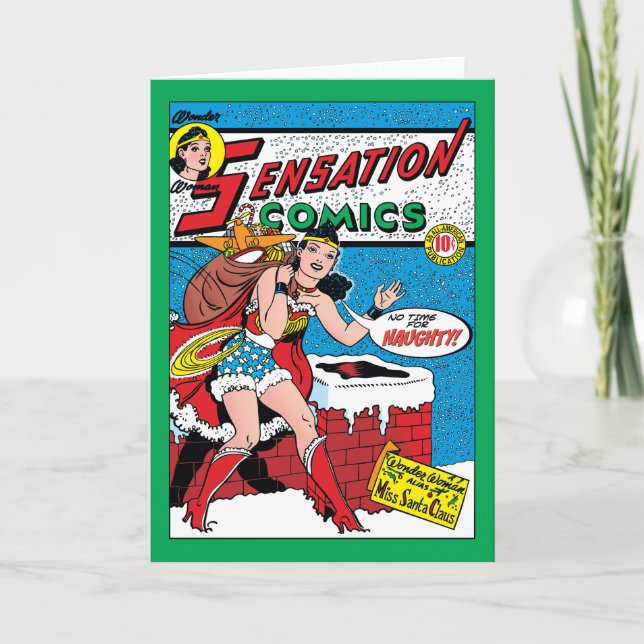 Cartes Pour Fêtes Annuelles Wonder Woman Livrer Des Jouets (Devant)