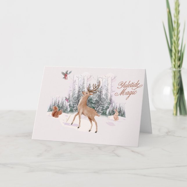 Cartes Pour Fêtes Annuelles Woodland Winter Christmas Customizable Inside Text (Devant)