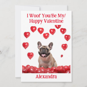 Cartes Pour Fêtes Annuelles Woof You/Be My/Happy Valentine French Bulldog Card