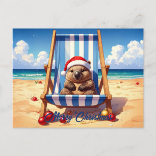 Cartes Pour Fêtes Annuelles Wooly Wombat Santa hat Joyeux Noël