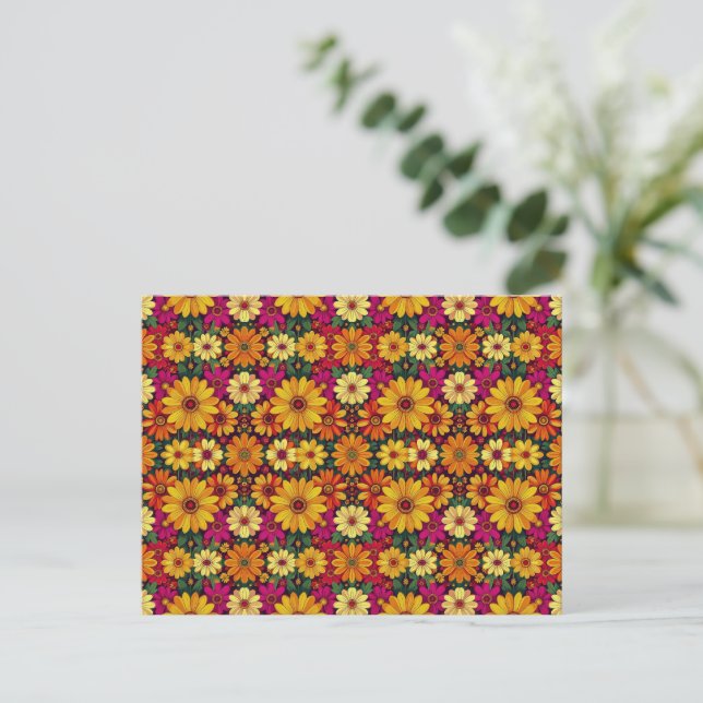 Cartes Pour Fêtes Annuelles Wow ! Motif floral coloré et lumineux. (Debout devant)