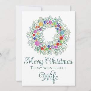 Cartes Pour Fêtes Annuelles Wreath de Noël colorée de la femme