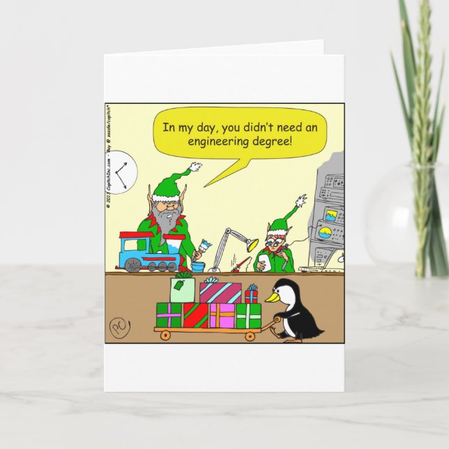 Cartes Pour Fêtes Annuelles x87 Diplôme d'ingénieur Elf dessin animé (Devant)