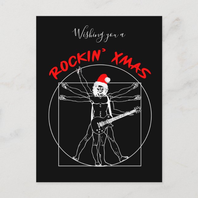 Cartes Pour Fêtes Annuelles X-mas de Rocking - guitariste vitruvien (Devant)