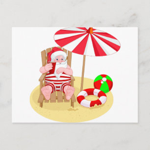 Cartes Pour Fêtes Annuelles xmas beach santa claus