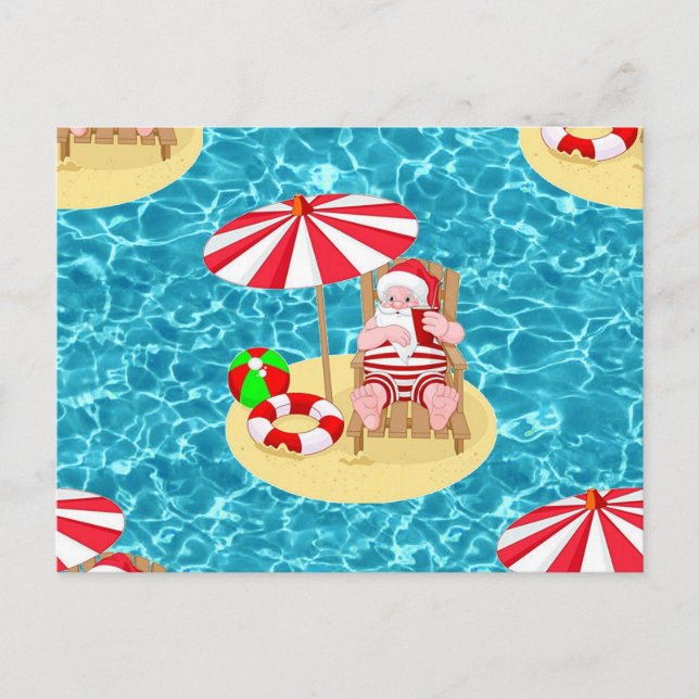 Cartes Pour Fêtes Annuelles xmas beach santa claus (Devant)