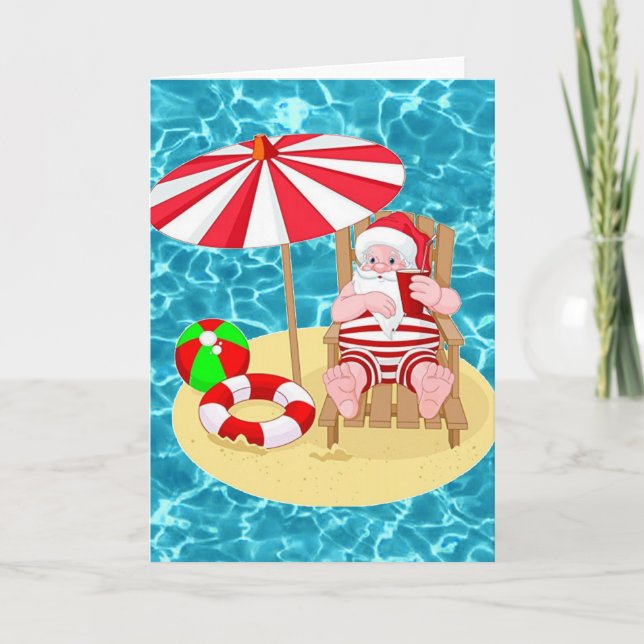 Cartes Pour Fêtes Annuelles xmas beach santa claus (Devant)