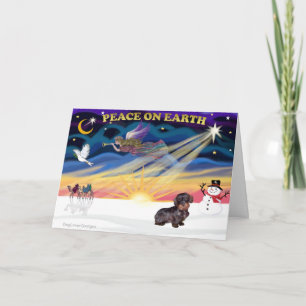 Cartes Pour Fêtes Annuelles XmasSunrise-À poils durs Dachshund