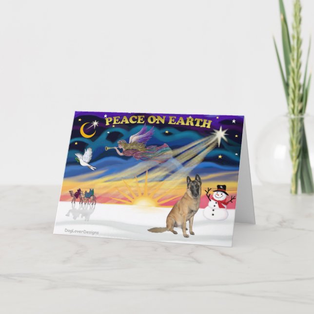 Cartes Pour Fêtes Annuelles XmasSunrise-Malinois belge5 (Devant)