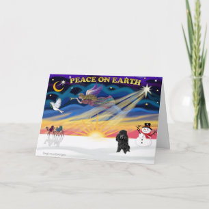 Cartes Pour Fêtes Annuelles XmasSunrise-Poodle-Blk