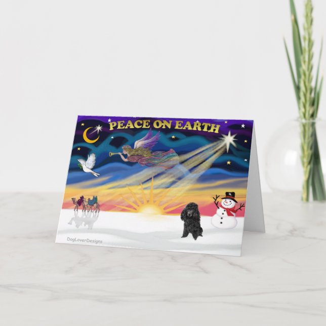 Cartes Pour Fêtes Annuelles XmasSunrise-Poodle-Blk (Devant)
