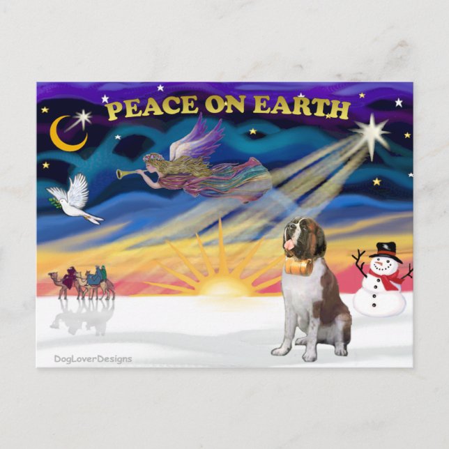 Cartes Pour Fêtes Annuelles XmasSunrise - Saint Bernard 1 (Devant)