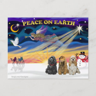 Cartes Pour Fêtes Annuelles XmasSunrise-Trois Cocker Spaniels