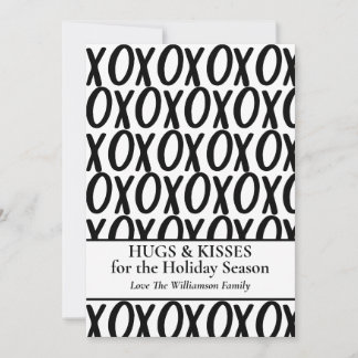 Cartes Pour Fêtes Annuelles XOXO Câlins Baisers Minimaliste Noir Blanc