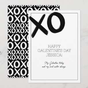 Cartes Pour Fêtes Annuelles XOXO Noir et Blanc Meilleure Amie Nom Galentine's 