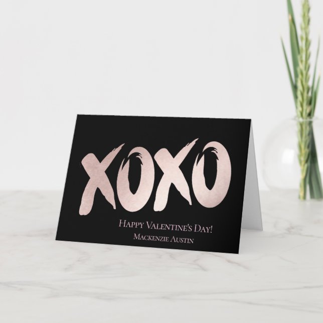 Cartes Pour Fêtes Annuelles XOXO rose pâle | Jour Chic des Valentines (Devant)