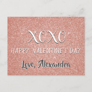 Cartes Pour Fêtes Annuelles XOXO Valentine's Day Rose rose or étincelle
