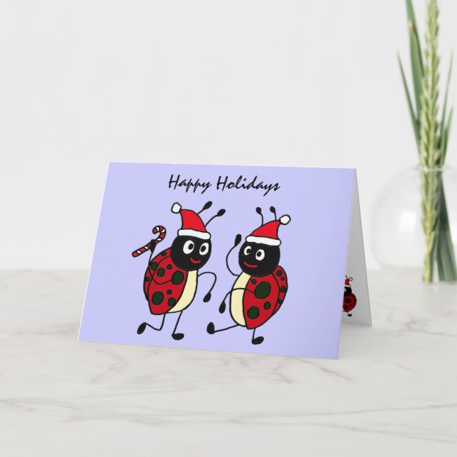 Cartes Pour Fêtes Annuelles XX coccinelles de danse utilisant des casquettes (Devant)