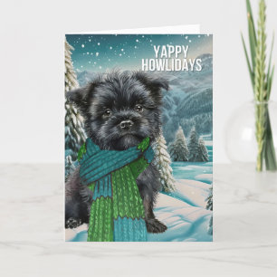 Cartes Pour Fêtes Annuelles Yappy Howlidays Affenpinscher Dog dans l'Écharpe d