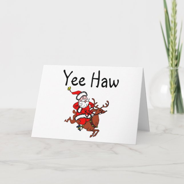 Cartes Pour Fêtes Annuelles Yee Haw Christmas Cowboy Père Noël (Devant)