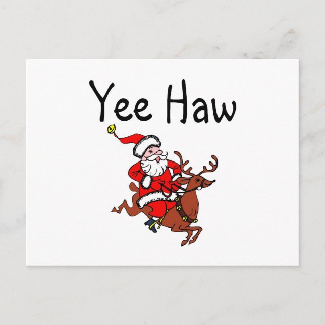 Cartes Pour Fêtes Annuelles Yee Haw Cowboy Père Noël (Devant)