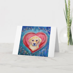 Cartes Pour Fêtes Annuelles Yellow Labrador Pup Love Heart Valentine