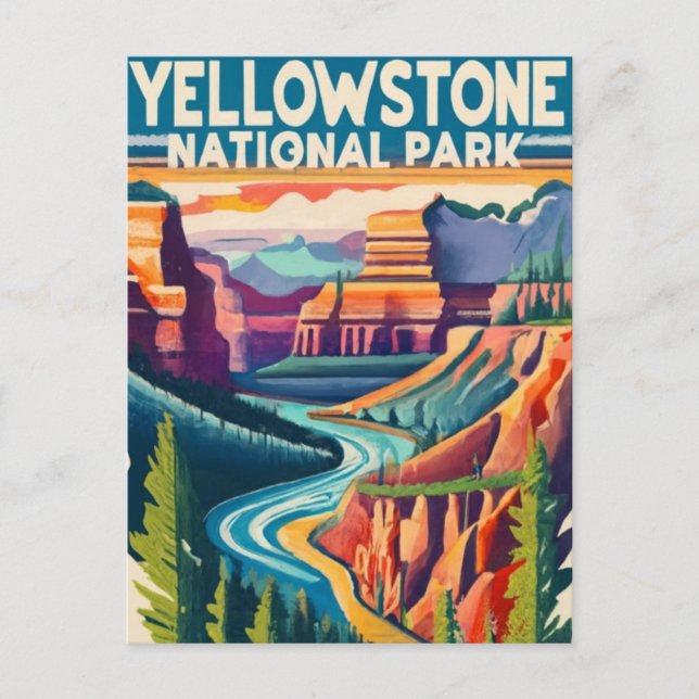 Cartes Pour Fêtes Annuelles Yellowstone Nation Park Grand Canyon (Devant)
