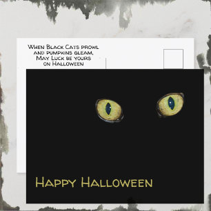 Cartes Pour Fêtes Annuelles Yeux de chat heureux Halloween noir