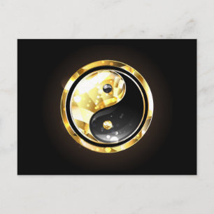 Cartes Pour Fêtes Annuelles Yin Yang or sur noir